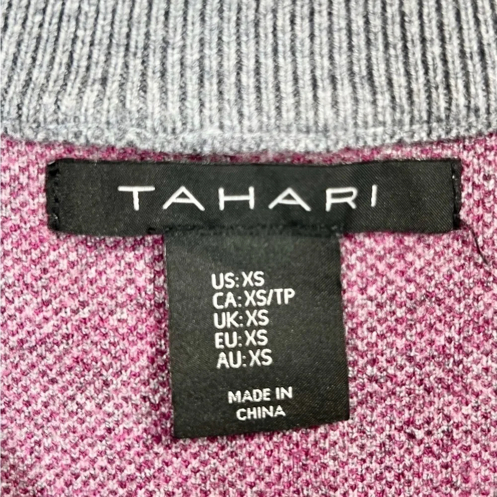 TAHARI Women’s Argyle Academia Grey/Pink‎ Crewneck Sweater Size Extra Small - Picture 8 of 13